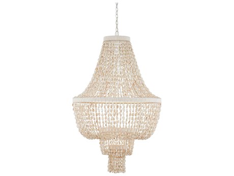 Currey & Company Cybele 2-Light Textured Ivory Off White Empire Chandelier