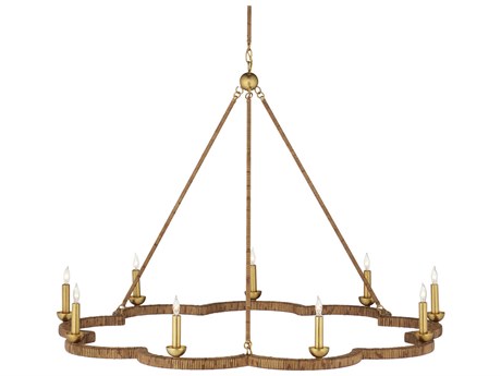 Currey & Company Savoie 9-Light Natural Contemporary Gold Leaf Candelabra Chandelier