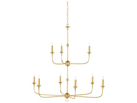 Currey & Company Nottaway 9-Light Satin Gold Candelabra Chandelier