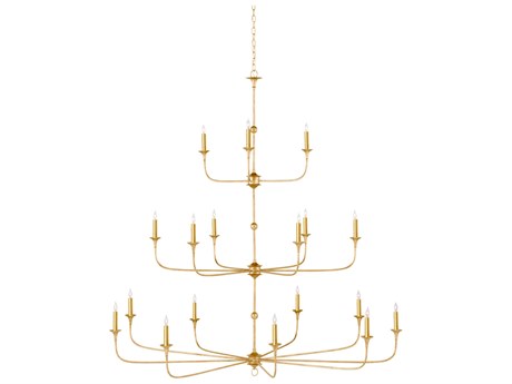 Currey & Company Nottaway 18-Light Satin Gold Candelabra Chandelier