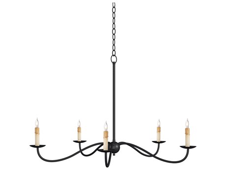 Currey & Company Saxon 5-Light Zanzibar Black Candelabra Chandelier
