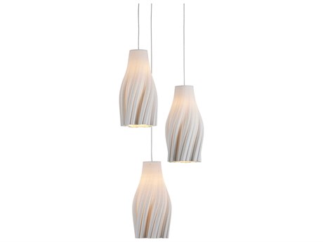 Currey & Company Posh 3-Light Textured White Mini Pendant