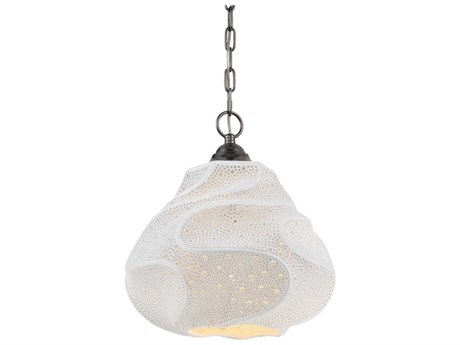 Currey & Company Wintershall 1-Light White Antique Brushed Nickel Pendant