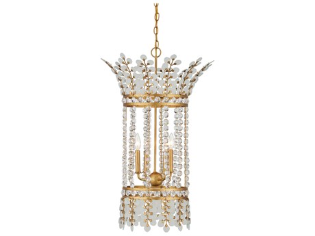 Currey & Company Bradshaw 4-Light Frosted Clear Brass Pendant