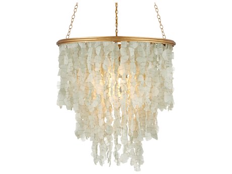 Currey & Company Verre De Mer 1-Light Seaglass Contemporary Gold Pendant