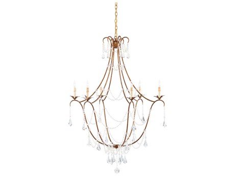 Currey & Company Lillian August 6-Light Rhine Gold Crystal Candelabra Chandelier
