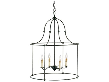 Currey & Company Fitzjames 4-Light Mayfair Black Candelabra Chandelier