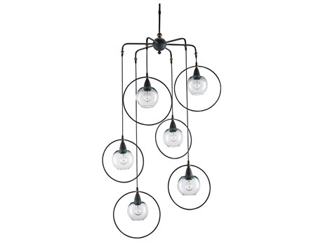 Currey & Company Moorsgate 6-Light Blacksmith old Brass Globe Linear Pendant