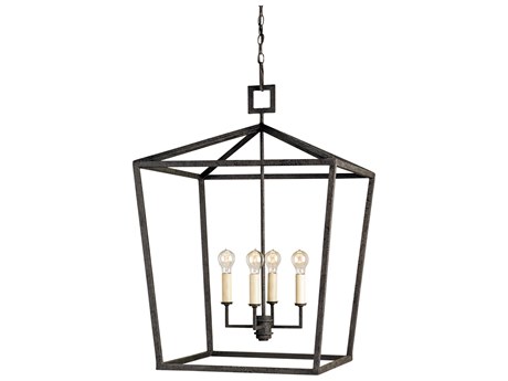 Currey & Company Denison 4-Light Mole Black Chandelier