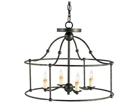 Currey & Company Fitzjames 4-Light Mayfair Black Candelabra Chandelier