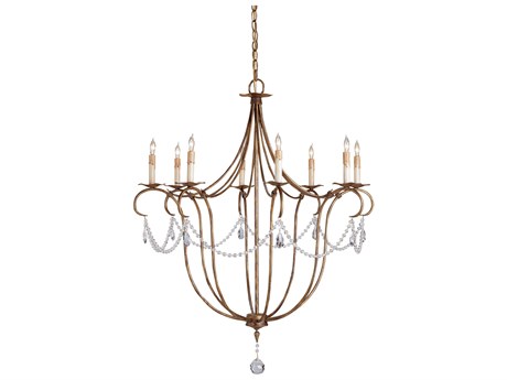 Currey & Company Crystal Lights 8-Light Rhine Gold Crystal Candelabra Chandelier