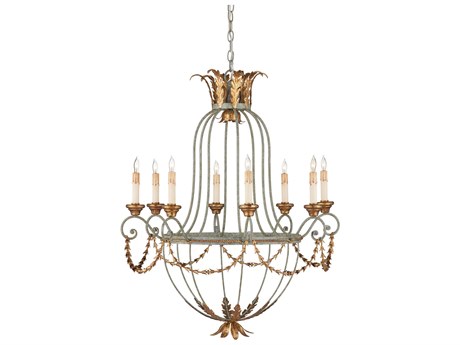 Currey & Company Elegance 8-Light Etruscan Gold Leaf Candelabra Chandelier
