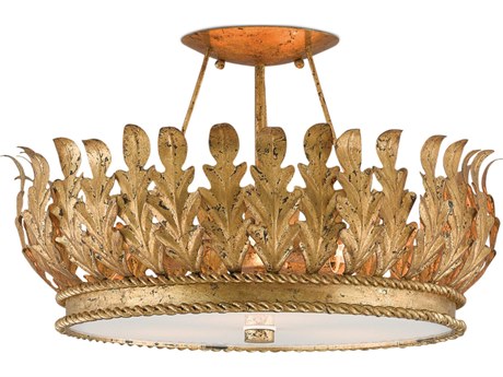 Currey & Company Biddulph Gold Leaf White Semi Flush Mount