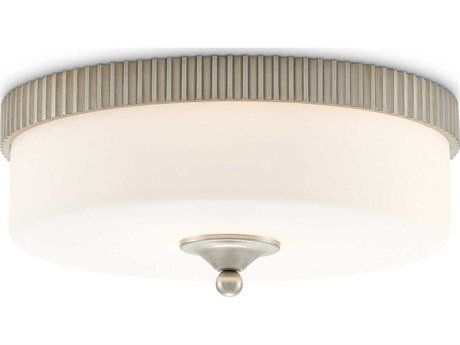 Currey & Company Bryce 1-Light Silver Leaf Glass Drum Flush Mount
