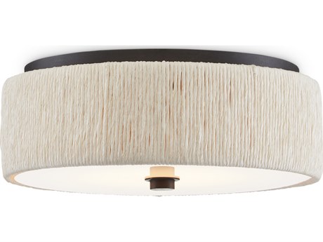 Currey & Company Tyrone 1-Light Natural Black Drum Flush Mount