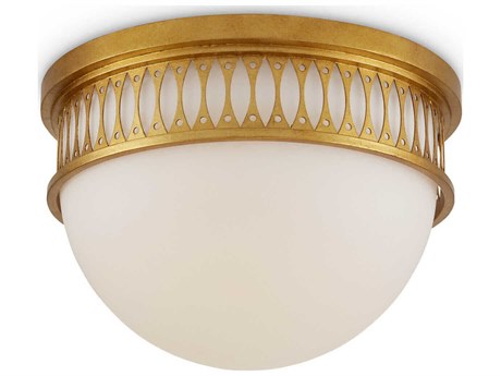 Currey & Company Lola 1-Light Gold Leaf Painted Contemporary LED Dome Flush Mount