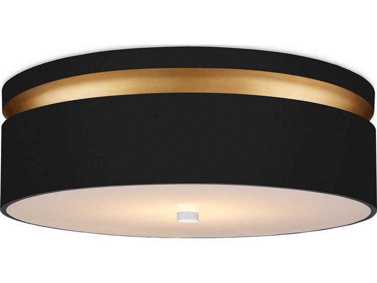 Currey & Company Serenity 1-Light Satin Black Contemporary Gold LED Flush M