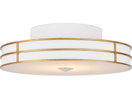 Currey & Company Fielding 1-Light White Drum Flush Mount