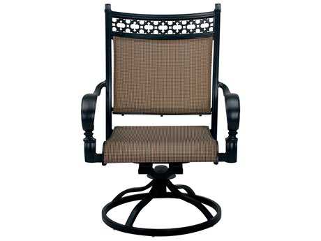 Darlee Outdoor Living Standard Mountain View Cast Aluminum Sling Swivel Rocker Chair in Antique Bronze