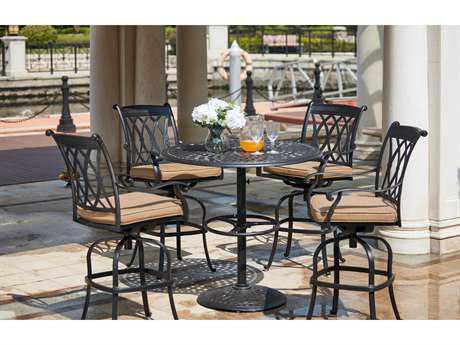 Darlee Outdoor Living Capri Cast Aluminum 5- Piece Pedestal Bar Set with 42 Inch Pedestal Bar Table in Antique Bronze