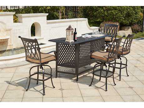 Darlee Outdoor Living Capri Cast Aluminum 5- Piece Bar Set with 82 Inch Party Bar in Antique Bronze