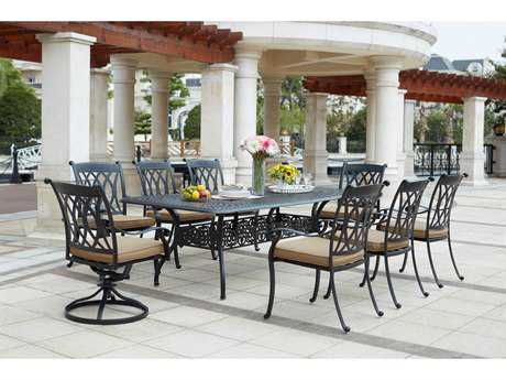 Darlee Outdoor Living Capri Cast Aluminum 9- Piece Dining Set with 92 x 42 Rectangular Dining Table in Antique Bronze