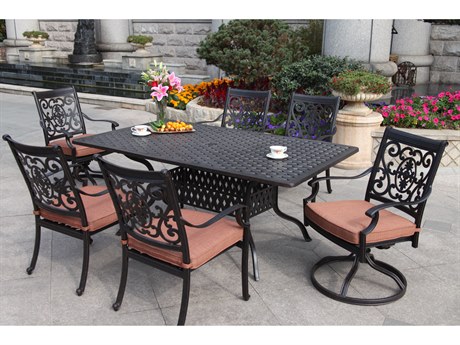 Darlee Outdoor Living St. Cruz Cast Aluminum 7-Piece Dining Set with Cushions and 42 x 72'' Rectangular Dining Table