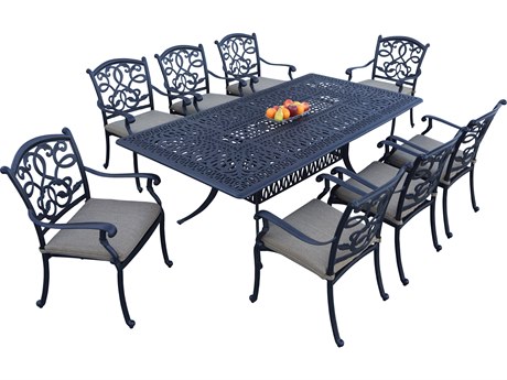 Darlee Outdoor Living Santa Monica Cast Aluminum 9-Piece Dining Set with Cushions and 44 x 84'' Rectangular Dining Table