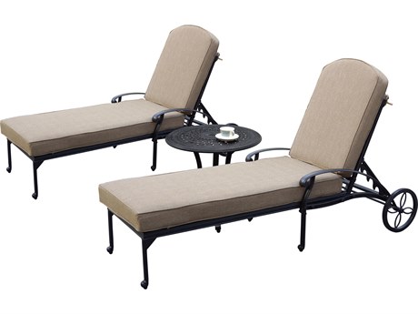 Darlee Outdoor Living Elisabeth Cast Aluminum 3-Piece Patio Chaise Lounge Set with Cushions and 22'' Round End Table