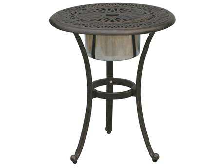 Darlee Outdoor Living Elisabeth Cast Aluminum Antique Bronze Round End Table with Ice Bucket