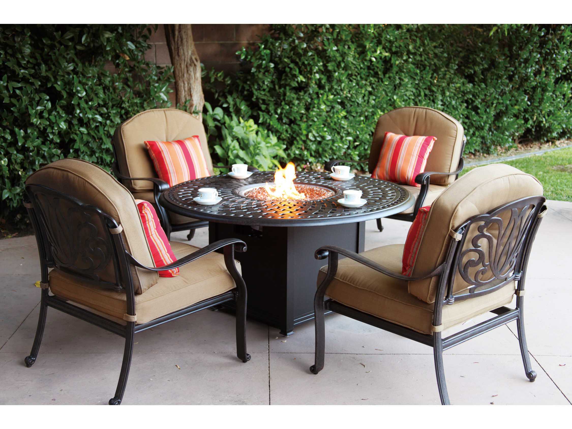 Darlee Outdoor Living Elisabeth Cast Aluminum Fire Pit Dining Set