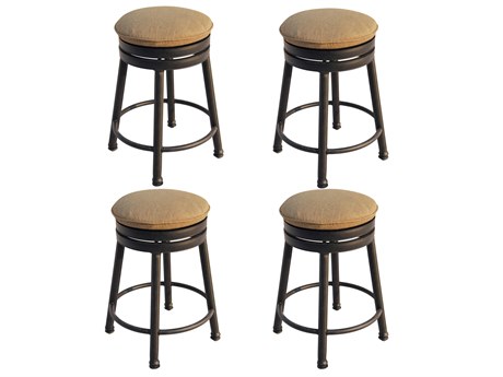 Darlee Outdoor Living Backless Cast Aluminum Round Counter Height Swivel Stool with Seat Cushion Set of 4