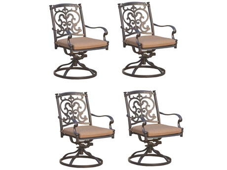 Darlee Outdoor Living Santa Barbara Cast Aluminum Antique Bronze Swivel Rocker Dining Arm Chair Set of 4