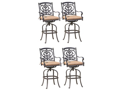 Darlee Outdoor Living Santa Barbara Cast Aluminum Antique Bronze Swivel Bar Stool Set of 4