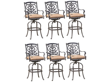 Darlee Outdoor Living Santa Barbara Cast Aluminum Antique Bronze Swivel Bar Stool Set of 6