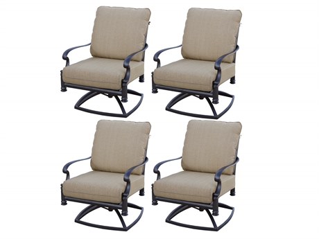 Darlee Outdoor Living Santa Barbara Cast Aluminum Antique Bronze Swivel Rocker Lounge Chair Set of 4