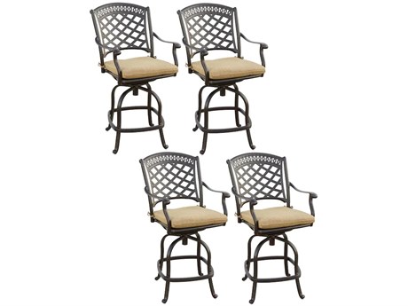 Darlee Outdoor Living Sedona Cast Aluminum Antique Bronze Swivel Bar Height Stool Set of 4