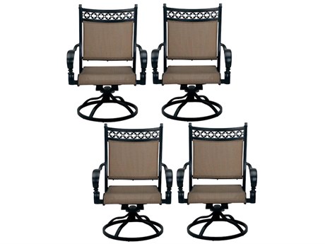 Darlee Outdoor Living Mountain View Sling Cast Aluminum Antique Bronze Swivel Rocker Dining Arm Chair Set of 4