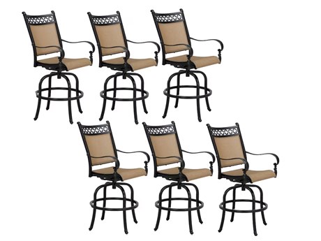 Darlee Outdoor Living Mountain View Sling Cast Aluminum Antique Bronze Swivel Counter Height Stool Set of 6