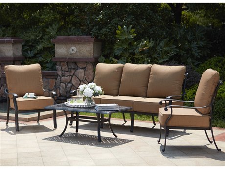 Darlee Outdoor Living Capri Cast Aluminum Antique Bronze 4 Piece Deep Seating Lounge Set