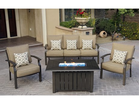 Darlee Outdoor Living Brooklyn Aluminum Multibrown 4 Piece Fire Pit Lounge Set