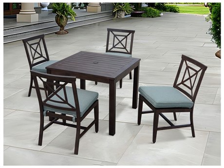 Darlee Outdoor Living Atlantis Walnut Aluminum Dining Set in Spa