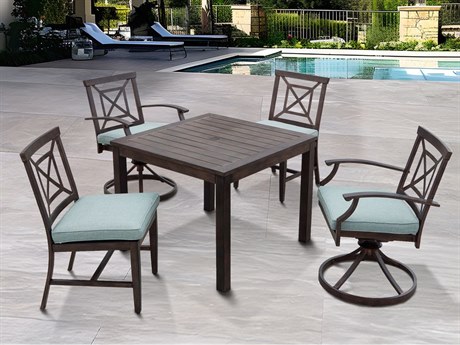 Darlee Outdoor Living Atlantis Walnut Aluminum Dining Set in Spa