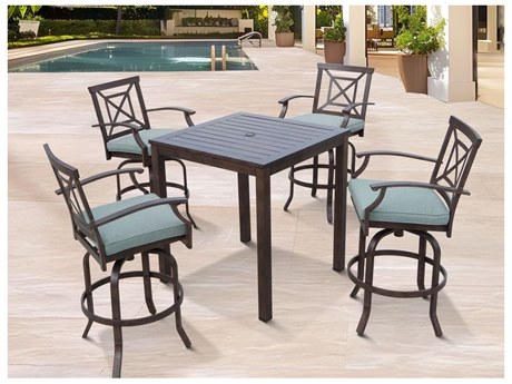 Darlee Outdoor Living Atlantis Walnut Aluminum Cushion Bar Stool in Spa