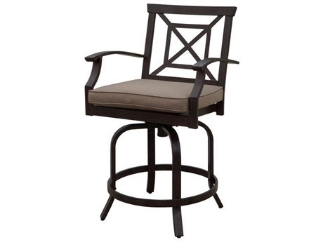 Darlee Outdoor Living Atlantis Walnut Aluminum Cushion Counter Stool in Beige
