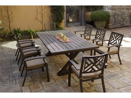 Darlee Outdoor Living Brooklyn Aluminum Multi-Brown 9 Piece Dining Set with Cushions