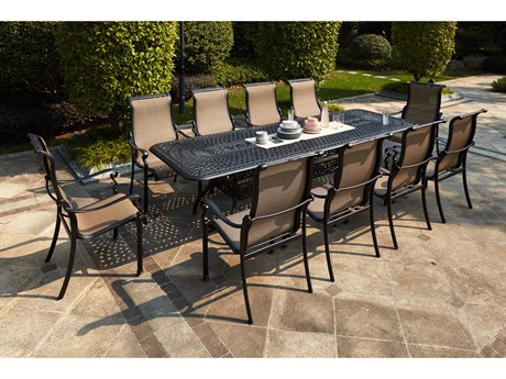 Darlee Outdoor Living Monterey Sling Cast Aluminum Antique Bronze 11 Piece Dining Set