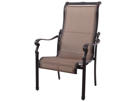 Darlee Outdoor Living Monterey Sling Cast Aluminum Antique Bronze Dining Arm Chair Set of 4