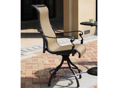 Darlee Outdoor Living Monterey Sling Cast Aluminum Antique Bronze Counter Height Stool Set of 4