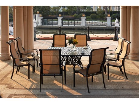 Darlee Outdoor Living Monterey Sling Cast Aluminum Antique Bronze 9 Piece Dining Set